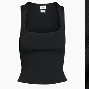 NWT BLACK Aritzia Wilfred size L libby tank, square neck sexy, heavy fabric